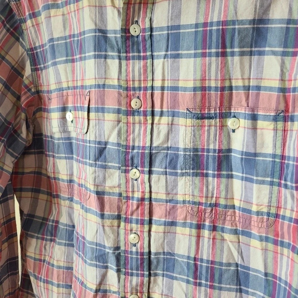 Polo Ralph Lauren Blue Plaid Button Up Long Sleeve Shirt L Classic Oxford Preppy